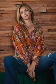 Paisley Printed Blouse - Small remaining - Cowhide and Conchos