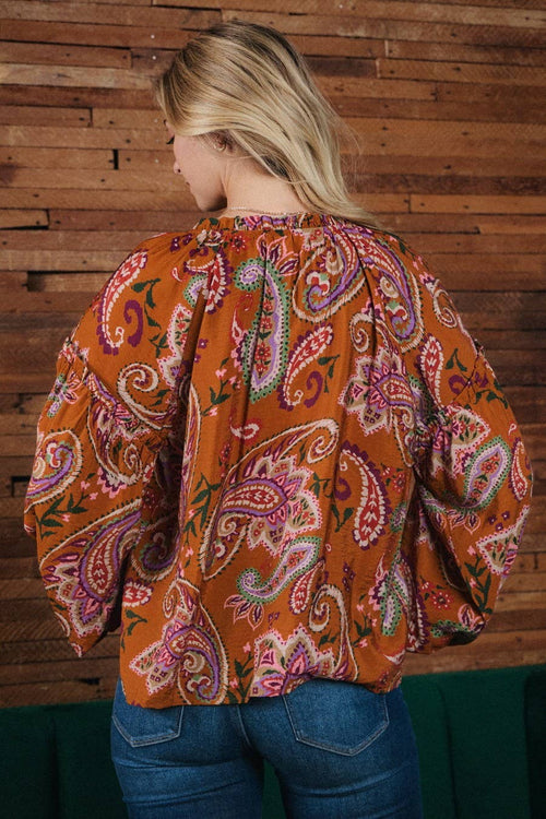 Paisley Printed Blouse - Small remaining - Cowhide and Conchos