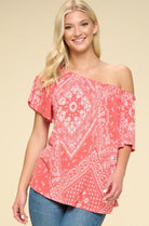 Paisley Printed Boat Neckline Top - Cowhide and Conchos