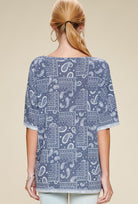 Paisley Printed French Terry Knit Top - Cowhide and Conchos