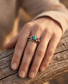 Paul Largo Navajo Turquoise & Coral Sterling Silver Ring — Size 9 - Cowhide and Conchos