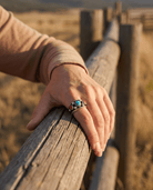 Paul Largo Navajo Turquoise & Coral Sterling Silver Ring — Size 9 - Cowhide and Conchos