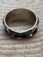 Paul Largo Turquoise, Coral & Sterling Silver Ring - Size 9 - Cowhide and Conchos