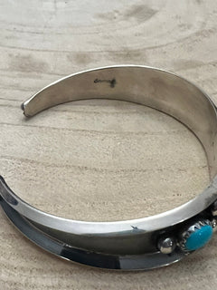 Paul Largo Turquoise & Sterling Silver Bracelet - Cowhide and Conchos