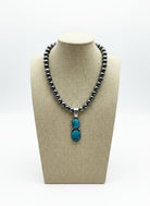 Paul Livingston Turquoise & Sterling Silver Pendant - Cowhide and Conchos