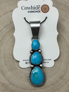 Paul Livingston Turquoise & Sterling Silver Pendant - Cowhide and Conchos