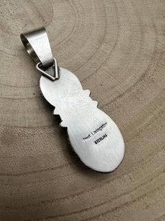 Paul Livingston Turquoise & Sterling Silver Pendant - Cowhide and Conchos