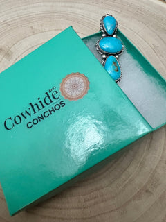 Paul Livingston Turquoise & Sterling Silver Pendant - Cowhide and Conchos