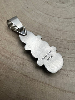 Paul Livingston Turquoise & Sterling Silver Pendant - Cowhide and Conchos