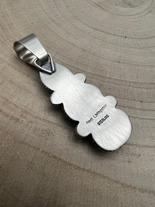 Paul Livingston Turquoise & Sterling Silver Pendant - Cowhide and Conchos