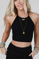Peace Dreamcatcher Tattoo Bralette - Black - Cowhide and Conchos