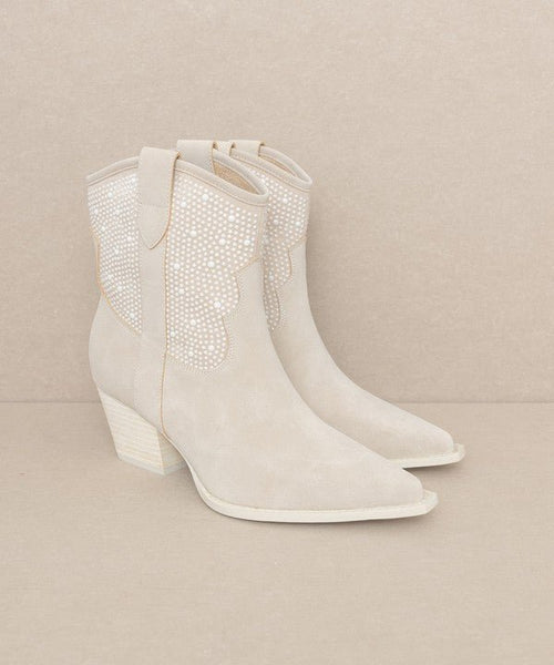 Pearl Studded Western Boots by OASIS SOCIETY Cannes - Cowhide and Conchos