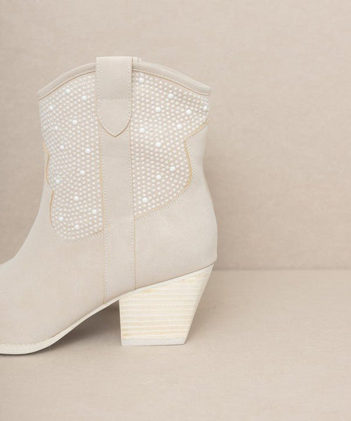 Pearl Studded Western Boots by OASIS SOCIETY Cannes - Cowhide and Conchos