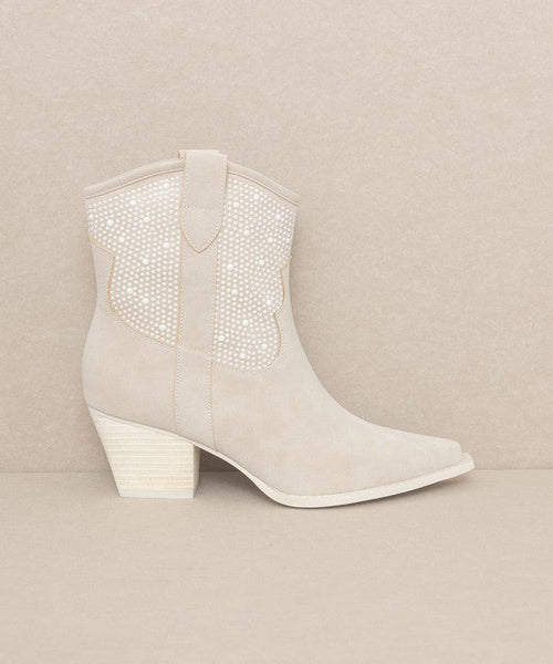 Pearl Studded Western Boots by OASIS SOCIETY Cannes - Cowhide and Conchos