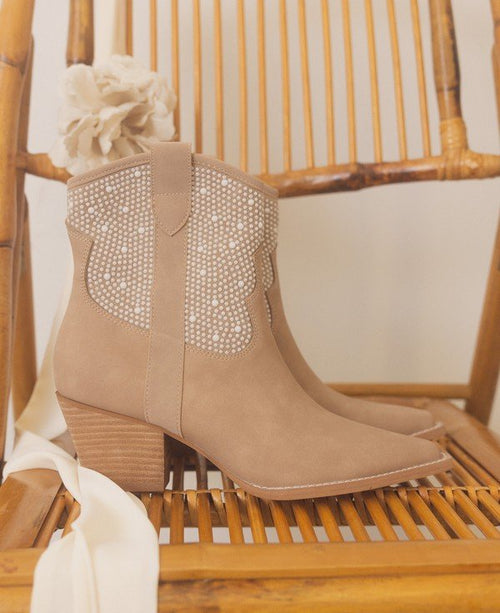 Pearl Studded Western Boots by OASIS SOCIETY Cannes - Cowhide and Conchos