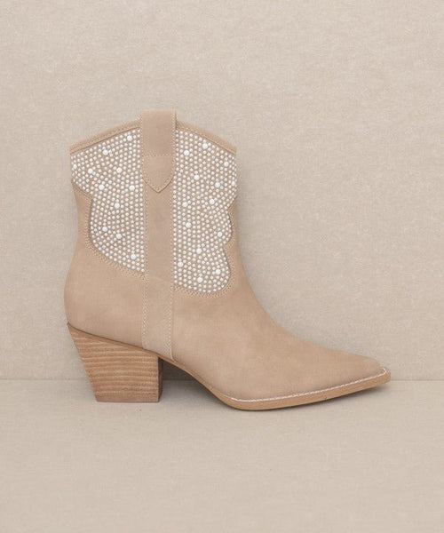 Pearl Studded Western Boots by OASIS SOCIETY Cannes - Cowhide and Conchos