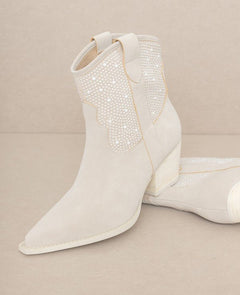 Pearl Studded Western Boots by OASIS SOCIETY Cannes - Cowhide and Conchos