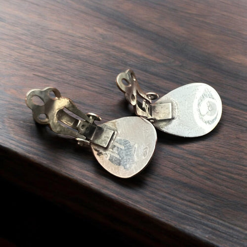 Petite bear paw turquoise and sterling - Clip - on earrings - Cowhide and Conchos