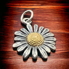 Petite sterling daisy with bronze charm/pendant - Cowhide and Conchos