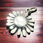 Petite sterling daisy with bronze charm/pendant - Cowhide and Conchos