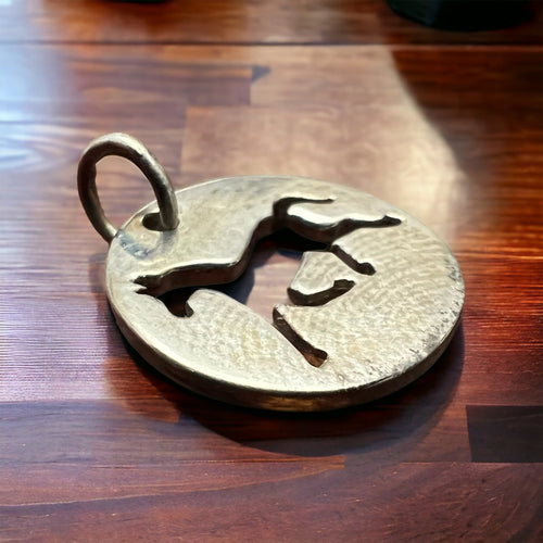 Petite Sterling Horse Charm/Pendant - Cowhide and Conchos