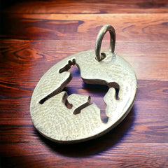 Petite Sterling Horse Charm/Pendant - Cowhide and Conchos