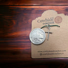 Petite Sterling Silver Cross Pendant/Charm - Cowhide and Conchos