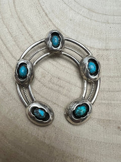 Phil Garcia Turquoise and Sterling Silver Naja - Cowhide and Conchos