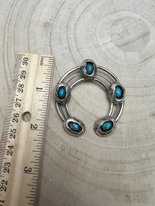 Phil Garcia Turquoise and Sterling Silver Naja - Cowhide and Conchos