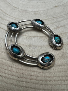 Phil Garcia Turquoise and Sterling Silver Naja - Cowhide and Conchos
