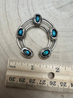 Phil Garcia Turquoise and Sterling Silver Naja - Cowhide and Conchos
