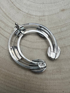 Phil Garcia Turquoise and Sterling Silver Naja - Cowhide and Conchos