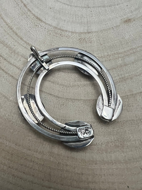 Phil Garcia Turquoise and Sterling Silver Naja - Cowhide and Conchos