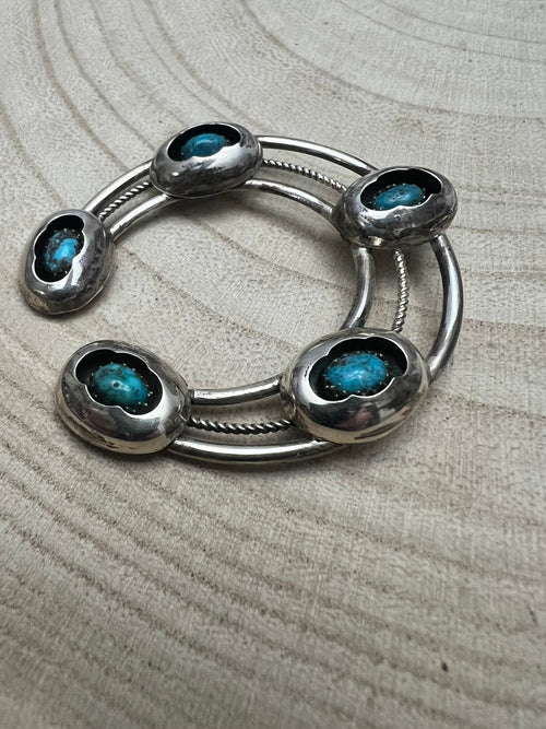 Phil Garcia Turquoise and Sterling Silver Naja - Cowhide and Conchos