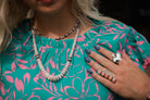 Pink Conch Graduated Necklace - 23 inch - Cowhide and Conchos
