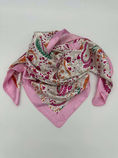 Pink & Green Paisley Wild Rag - Cowhide and Conchos