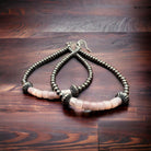 Pink shell earrings and Sterling Pearls - Cowhide and Conchos