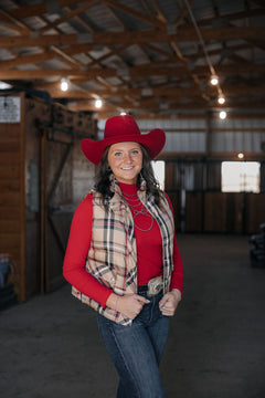 Plaid Check Print Vest - Small and Medium remaining - Cowhide and Conchos
