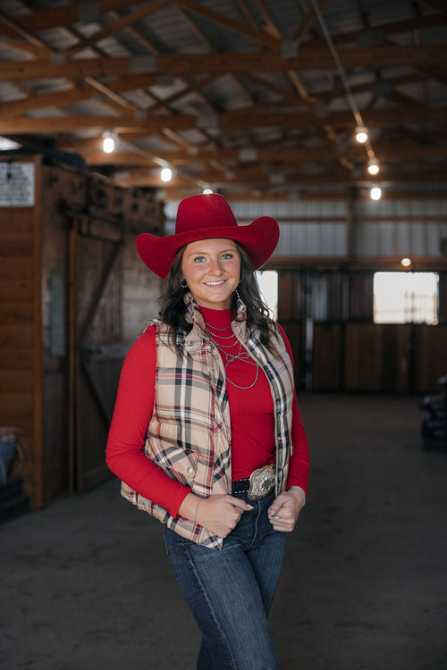 Plaid Check Print Vest - Small and Medium remaining - Cowhide and Conchos