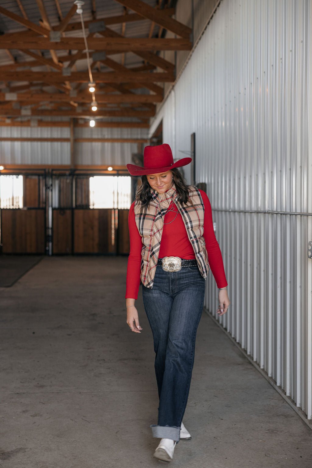 Plaid Check Print Vest - Small and Medium remaining - Cowhide and Conchos