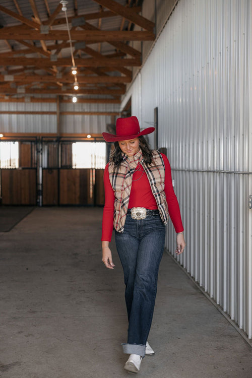 Plaid Check Print Vest - Small and Medium remaining - Cowhide and Conchos
