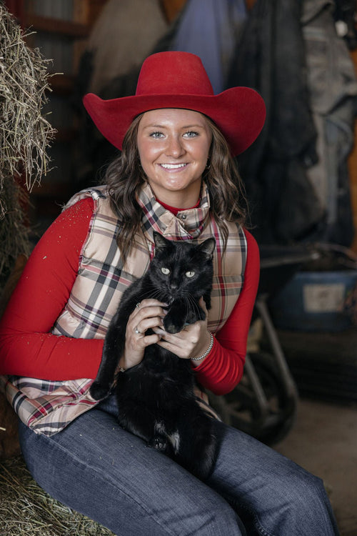 Plaid Check Print Vest - Small and Medium remaining - Cowhide and Conchos