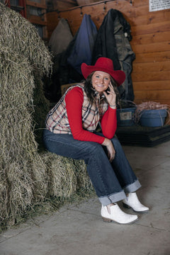 Plaid Check Print Vest - Small and Medium remaining - Cowhide and Conchos