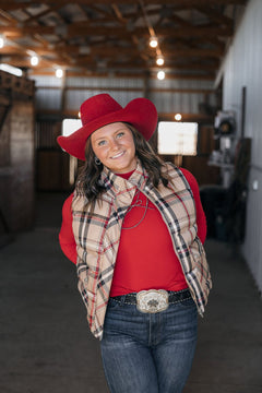 Plaid Check Print Vest - Small and Medium remaining - Cowhide and Conchos