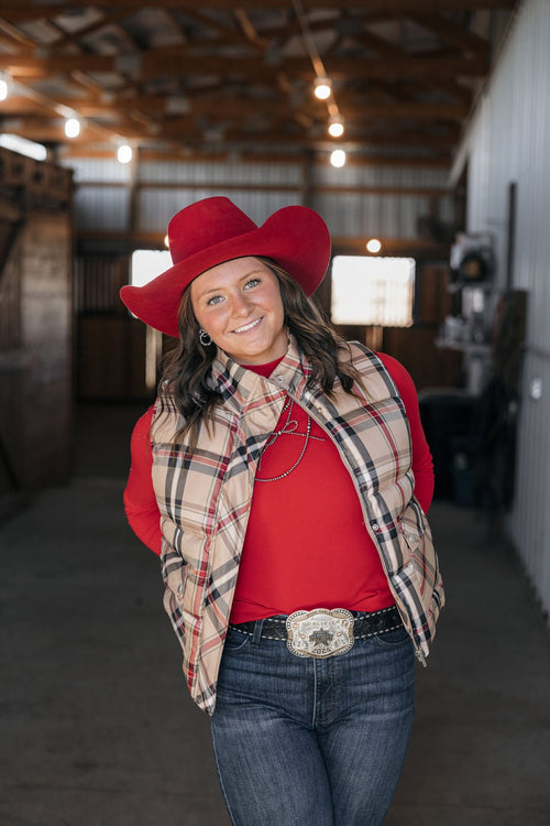 Plaid Check Print Vest - Small and Medium remaining - Cowhide and Conchos