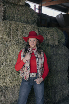 Plaid Check Print Vest - Small and Medium remaining - Cowhide and Conchos