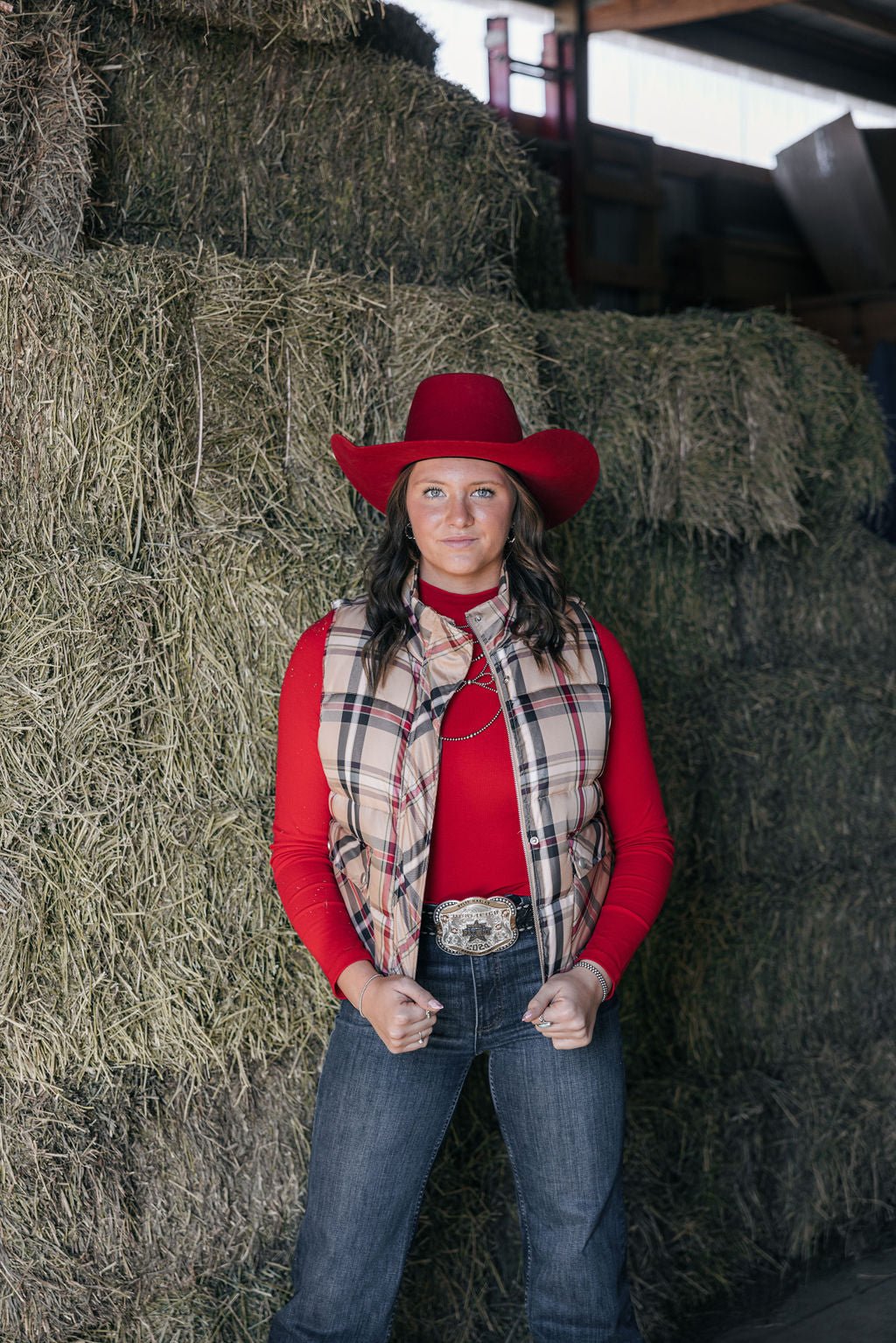 Plaid Check Print Vest - Small and Medium remaining - Cowhide and Conchos