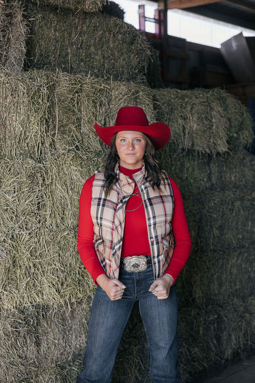 Plaid Check Print Vest - Small and Medium remaining - Cowhide and Conchos
