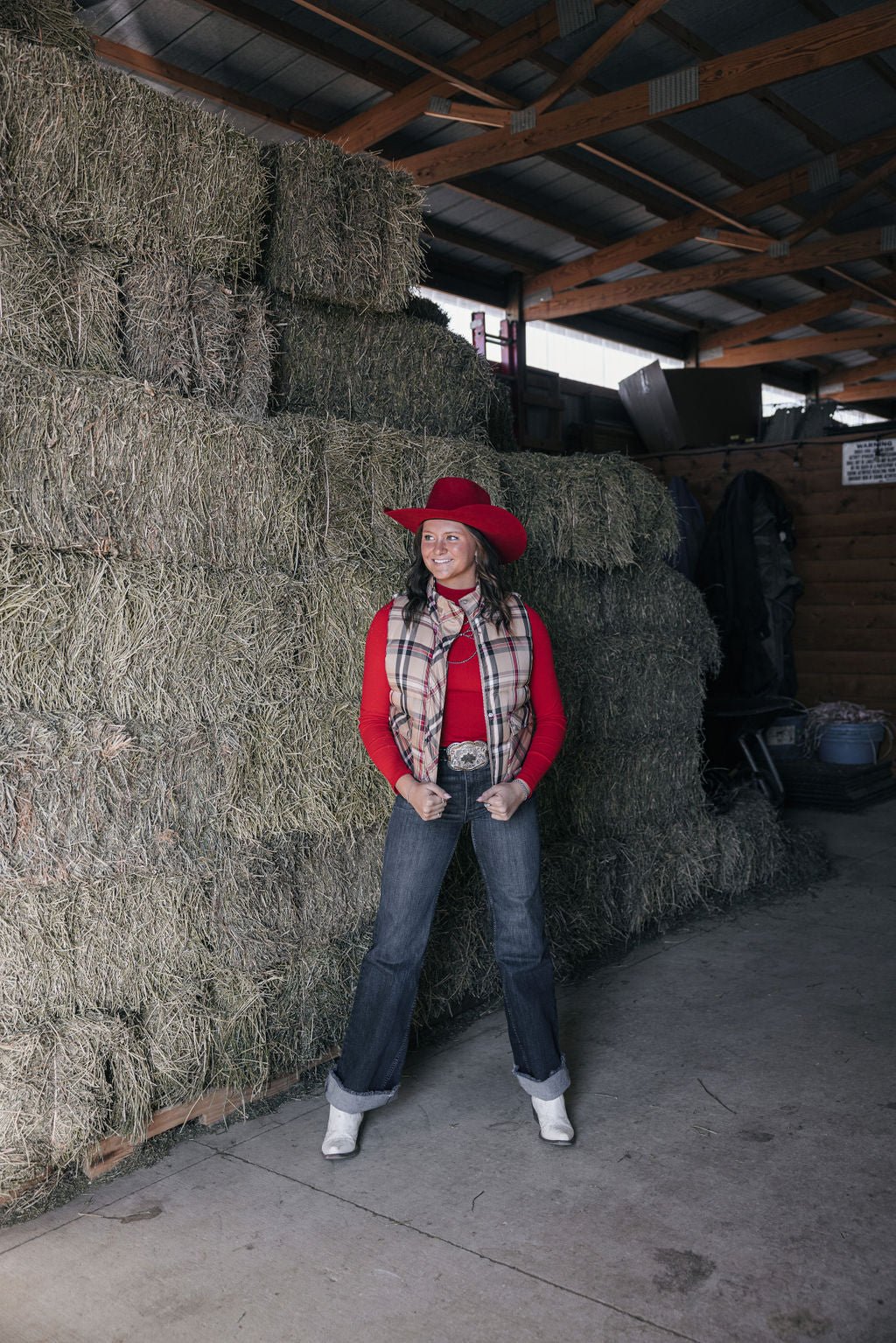 Plaid Check Print Vest - Small and Medium remaining - Cowhide and Conchos