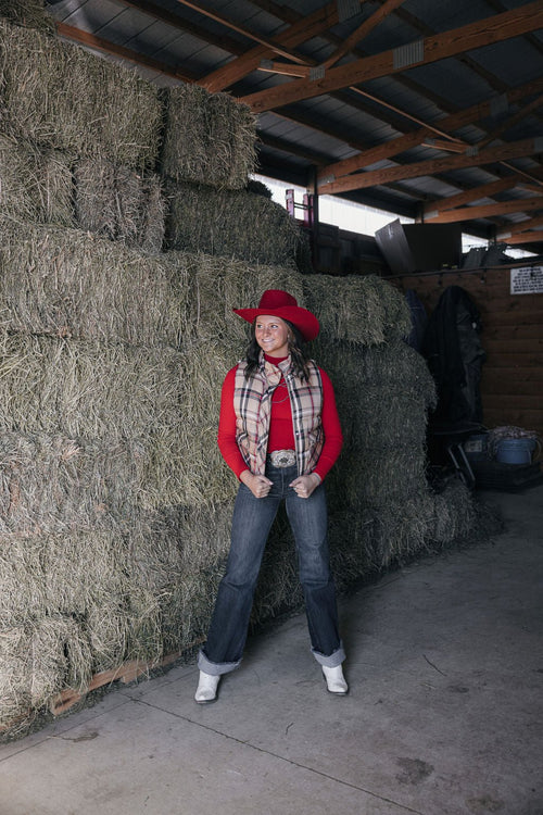 Plaid Check Print Vest - Small and Medium remaining - Cowhide and Conchos